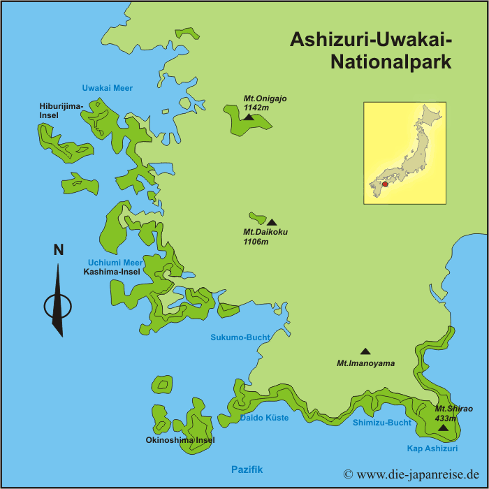 Karte Ashizuri-Uwakai-Nationalpark