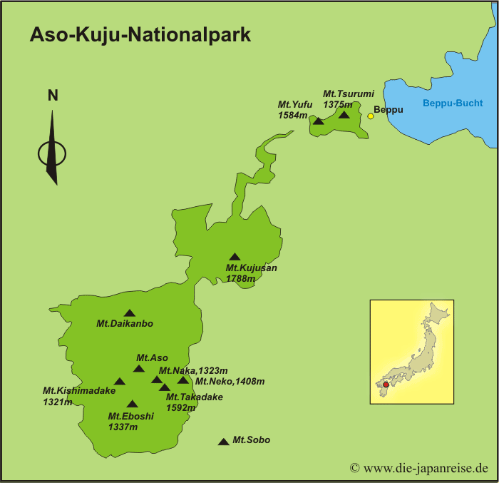 Karte Aso-Kuju-Nationalpark