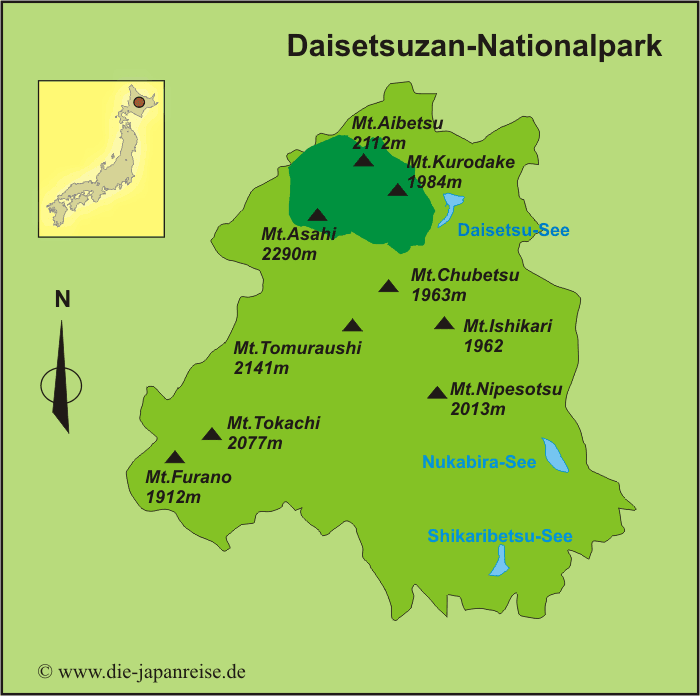 Karte Daisetsuzan-Nationalpark