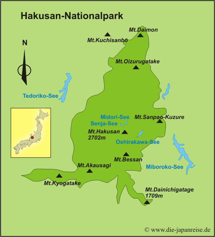 Karte Hakusan-Nationalpark