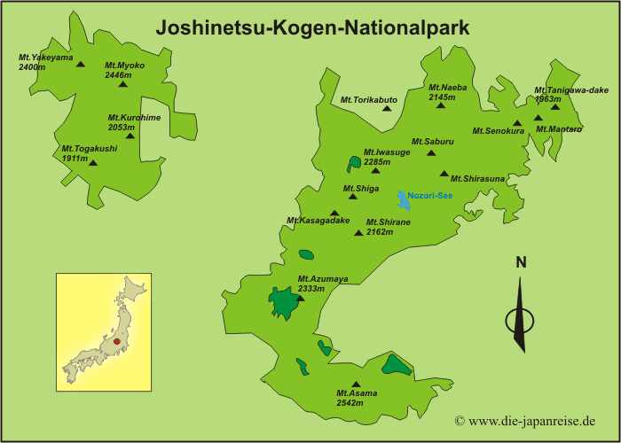 Karte Joshinetsu-Kogen-Nationalpark