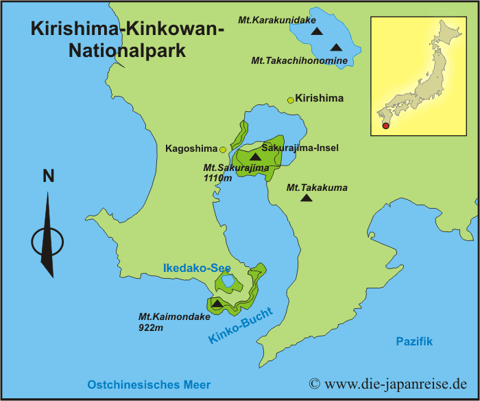 Karte Kirishima-Kinkowan-Nationalpark