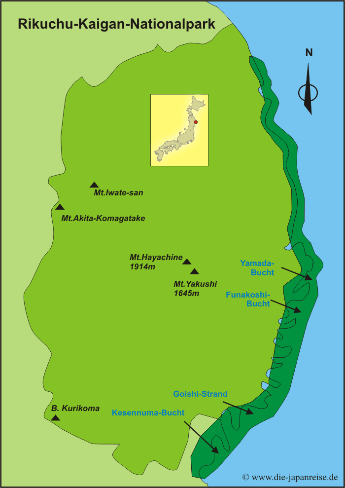 Karte Rikuchu-Kaigan-Nationalpark