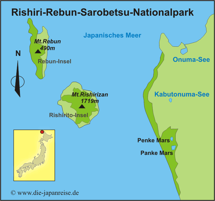 Karte Rishiri-Sebun-Sarubetsu-Nationalpark