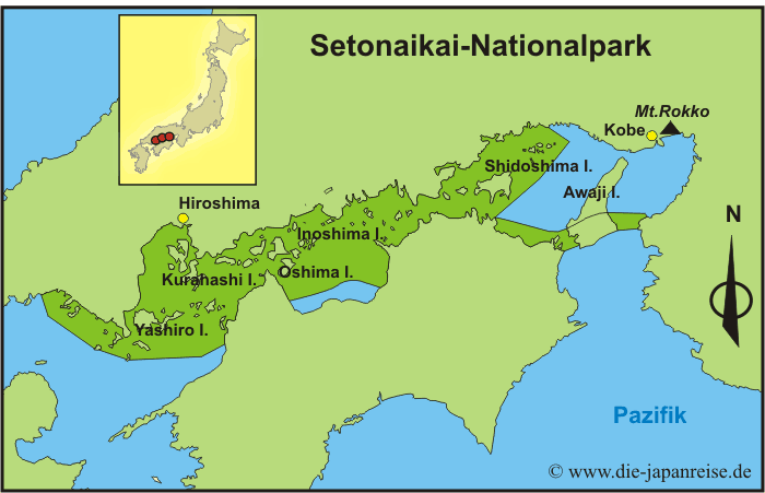 Karte Setonaikai-Nationalpark