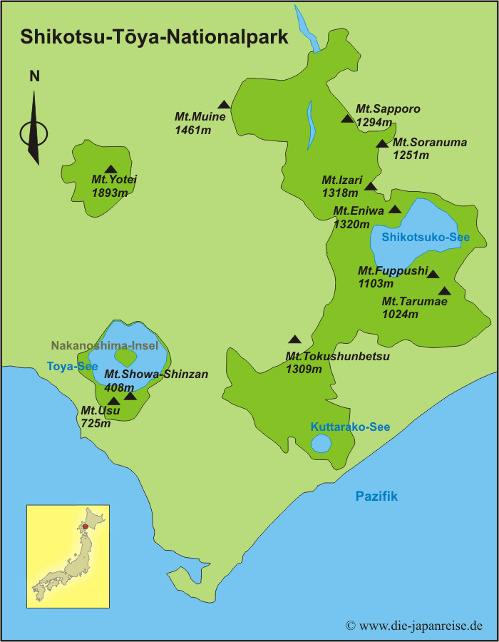 Karte Shikotsu-Toya-Nationalpark