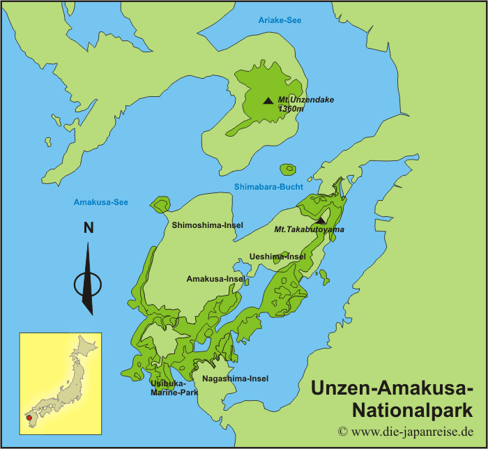 Karte Unzen-Amakusa-Nationalpark