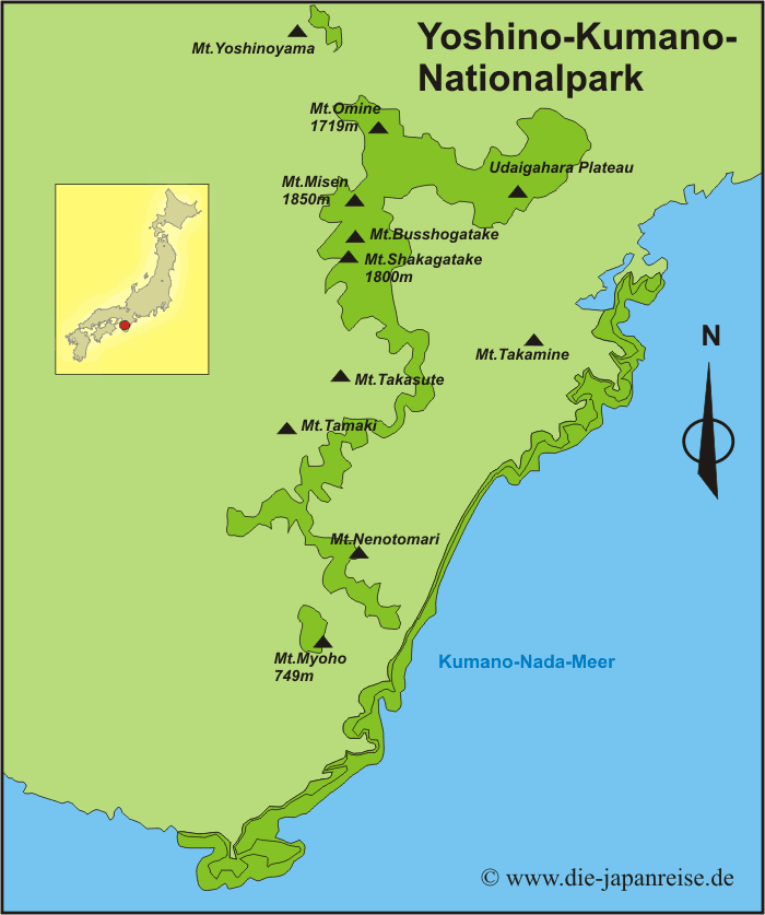Karte Yoshino-Kumano-Nationalpark