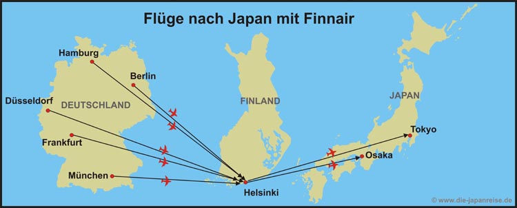Flugkarte nach Japan mit Finnair