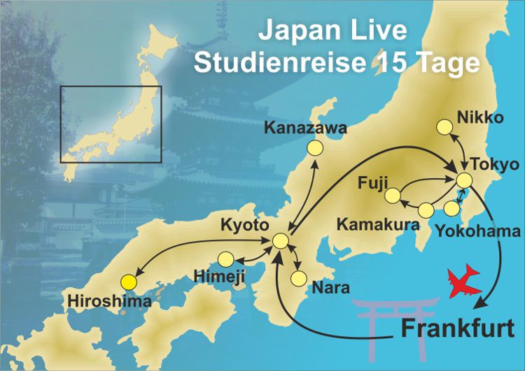 Reiseroute der Japan Studienreise: Japan Live